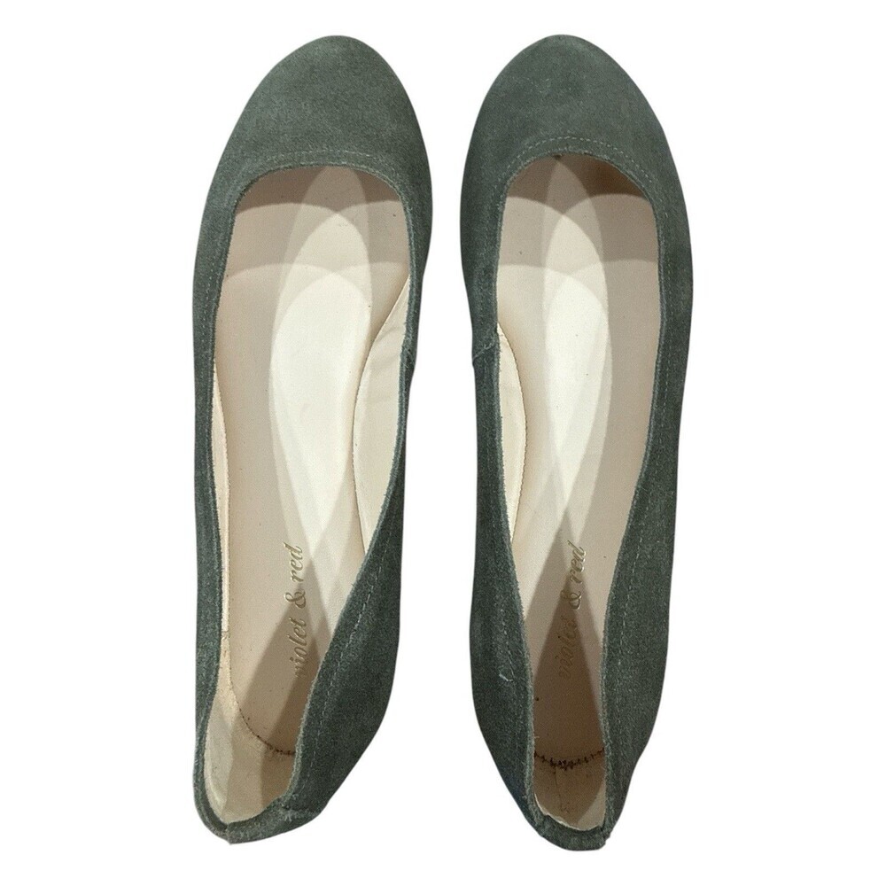 Violet & Red Windsor Olive Green Suede Ballet Flats Women’s 9.5 Minimalist